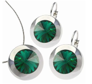 Комплект с кристаллами Swarovski Emerald, серьги и подвеска