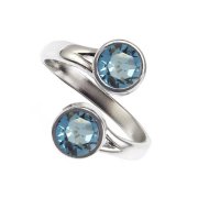 Кольцо с двумя кристаллами Swarovski Denim Blue