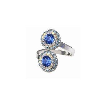 Двойное кольцо с кристаллами Swarovski Sapphire