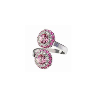 Двойное кольцо с кристаллами Swarovski Light Rose
