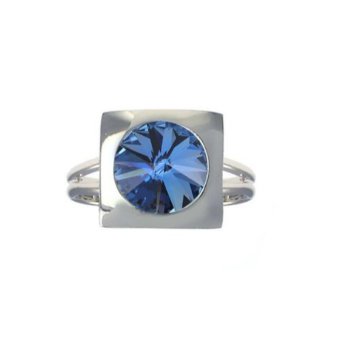 Кольцо с кристаллом Swarovski Denim Blue квадрат