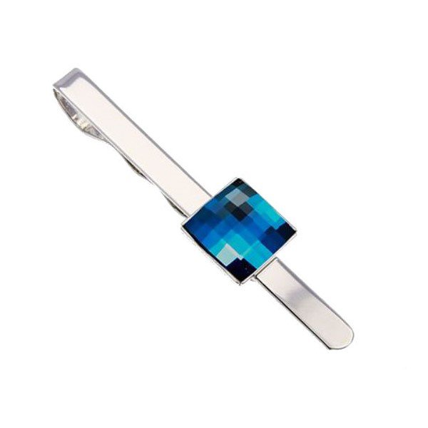 Зажим для галстука с кристаллом Swarovski Bermuda Blue