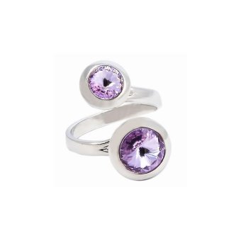 Двойное кольцо с кристаллами Swarovski Violet