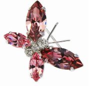 Брошь стрекоза с кристаллами Сваровски Antique Pink